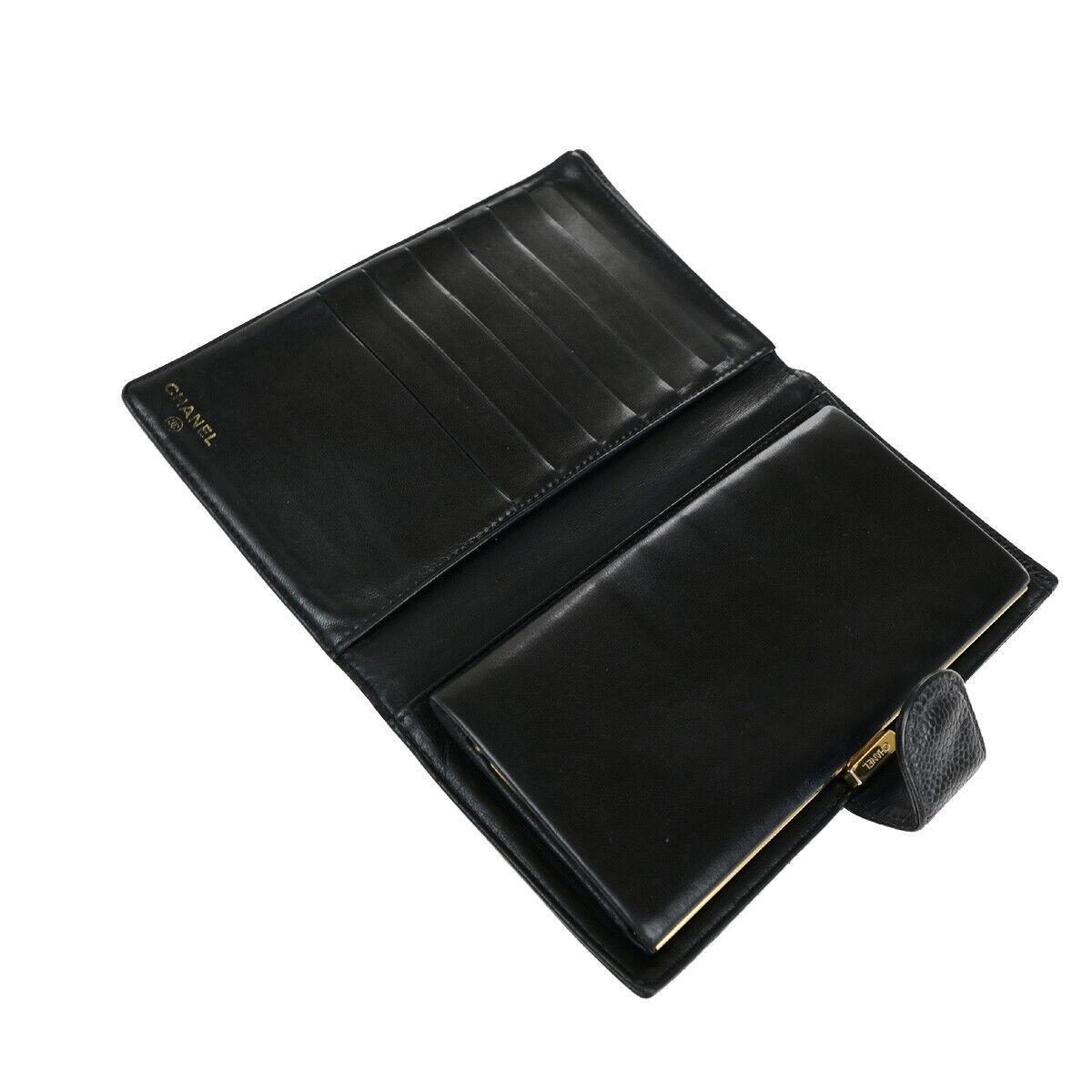 Chanel Coco Mark Black Leather Wallet Accessories