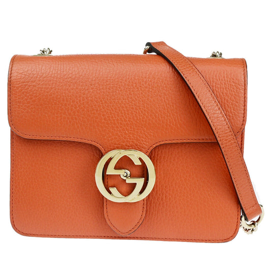 Gucci Interlocking Orange Leather Shoulder Bag