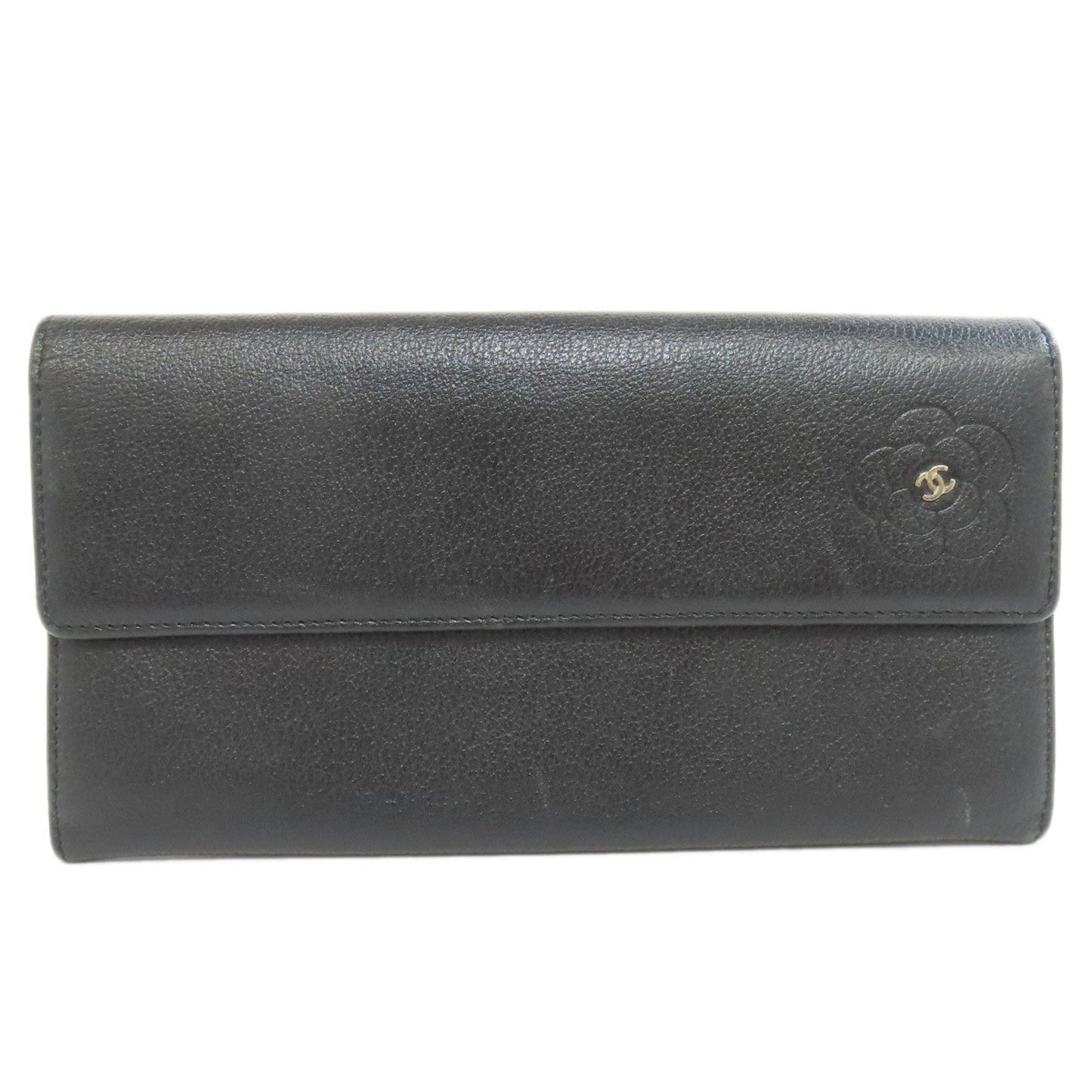 Chanel Camellia Black Pony-style Calfskin Wallet Accessories