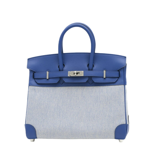 Hermès Birkin 25 Blue Canvas Hand Bag