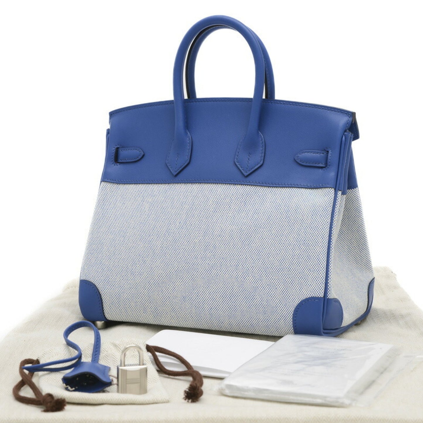 Hermès Birkin 25 Blue Canvas Hand Bag