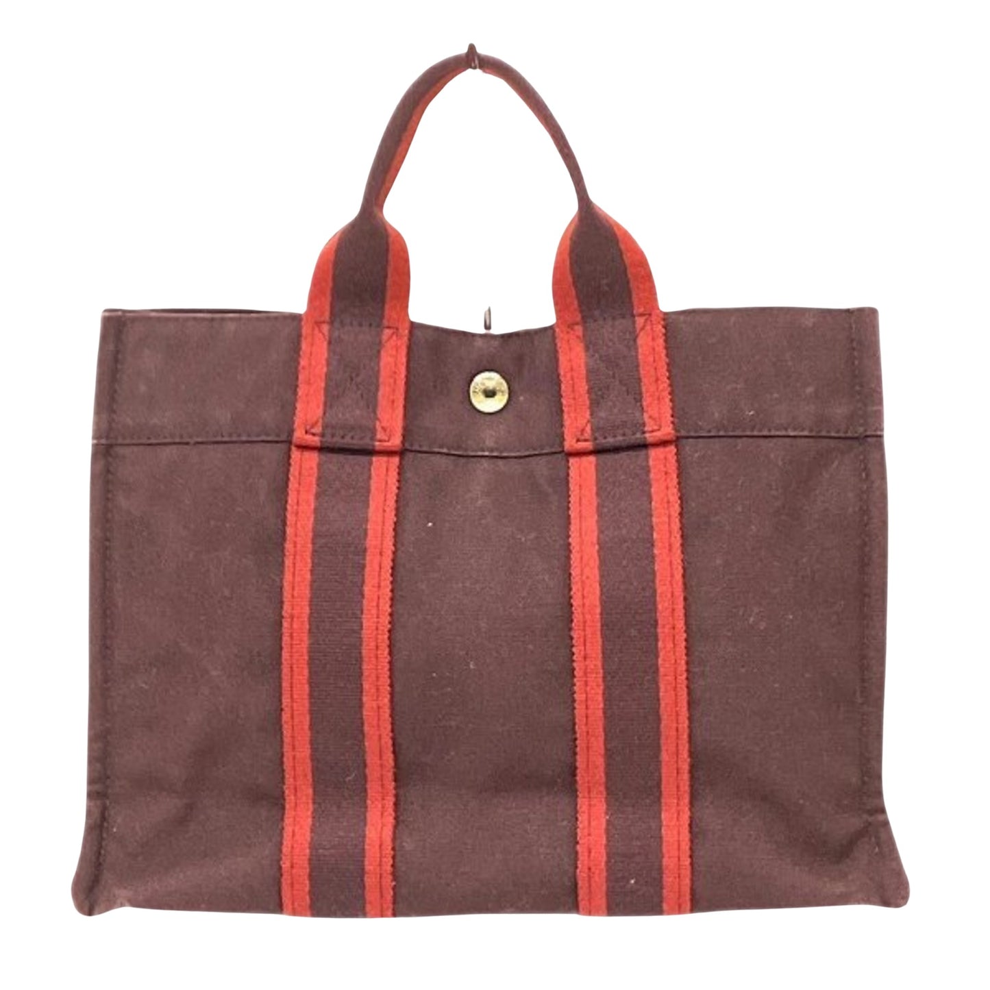 Hermès Fourre tout Burgundy Canvas Tote Bag