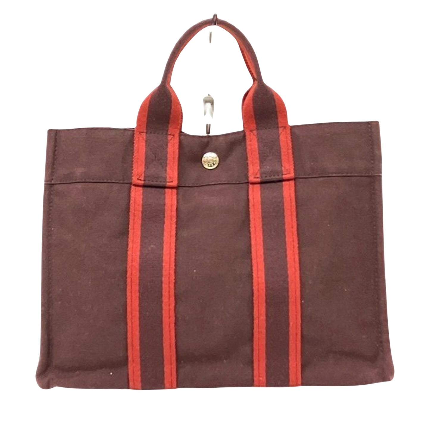 Hermès Fourre tout Burgundy Canvas Tote Bag