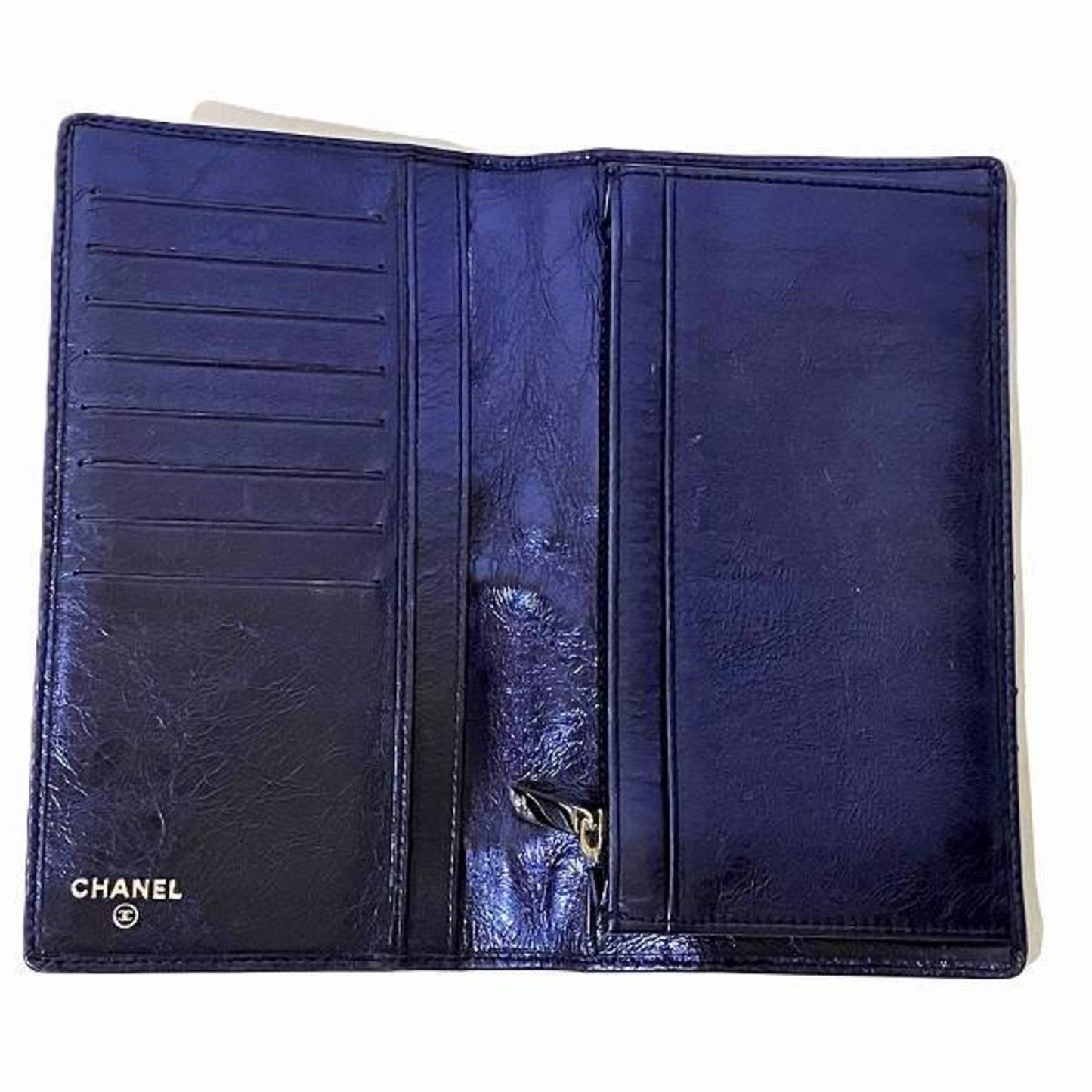 Chanel Cambon line Blue Leather Wallet Accessories