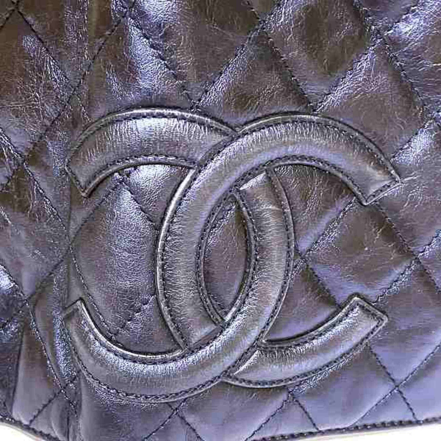 Chanel Cambon line Blue Leather Wallet Accessories