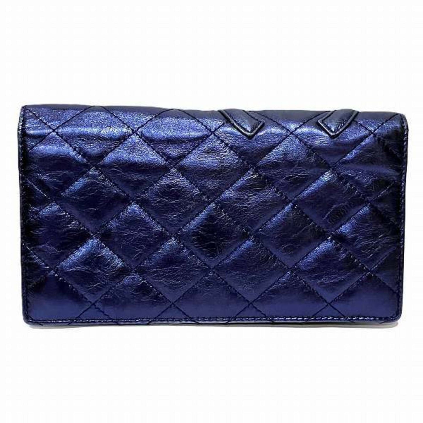 Chanel Cambon line Blue Leather Wallet Accessories