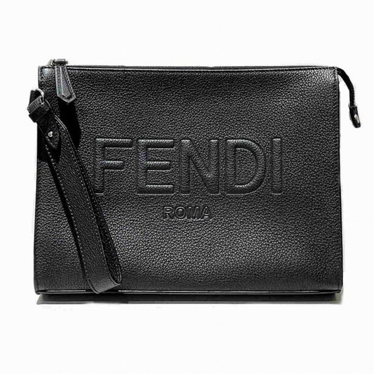 Fendi Roma Black Leather Clutch Bag