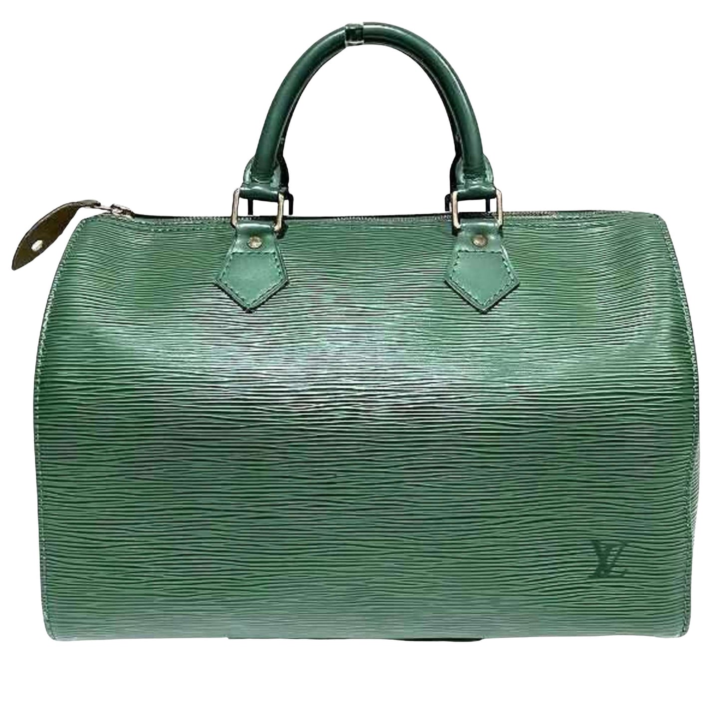 Louis Vuitton Speedy 30 Green Leather Hand Bag