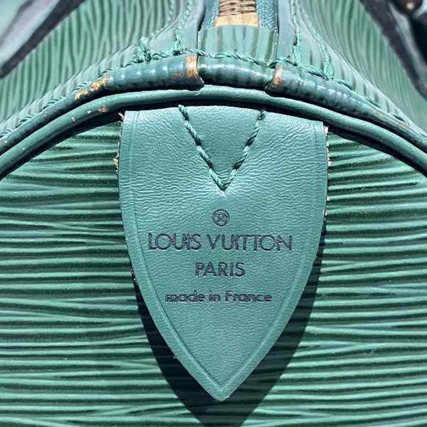 Louis Vuitton Speedy 30 Green Leather Hand Bag