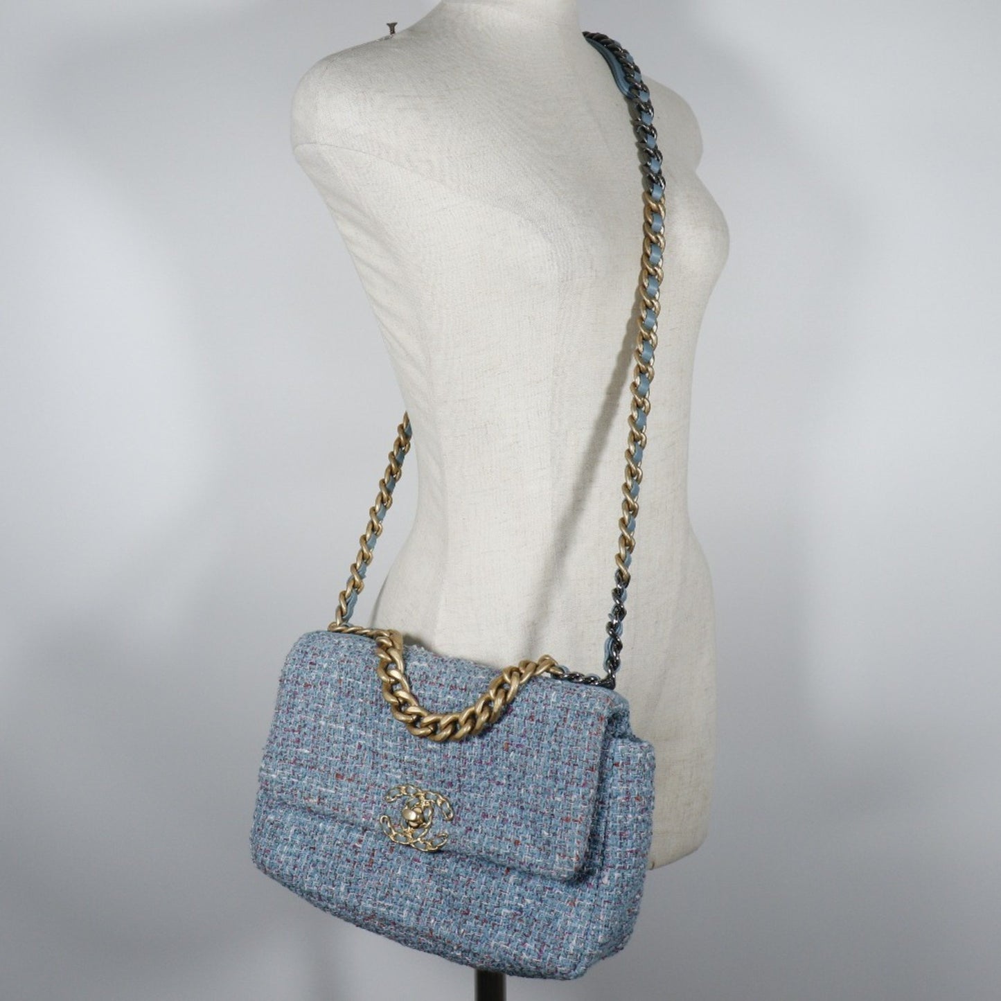 Chanel Blue Tweed Shopper Bag