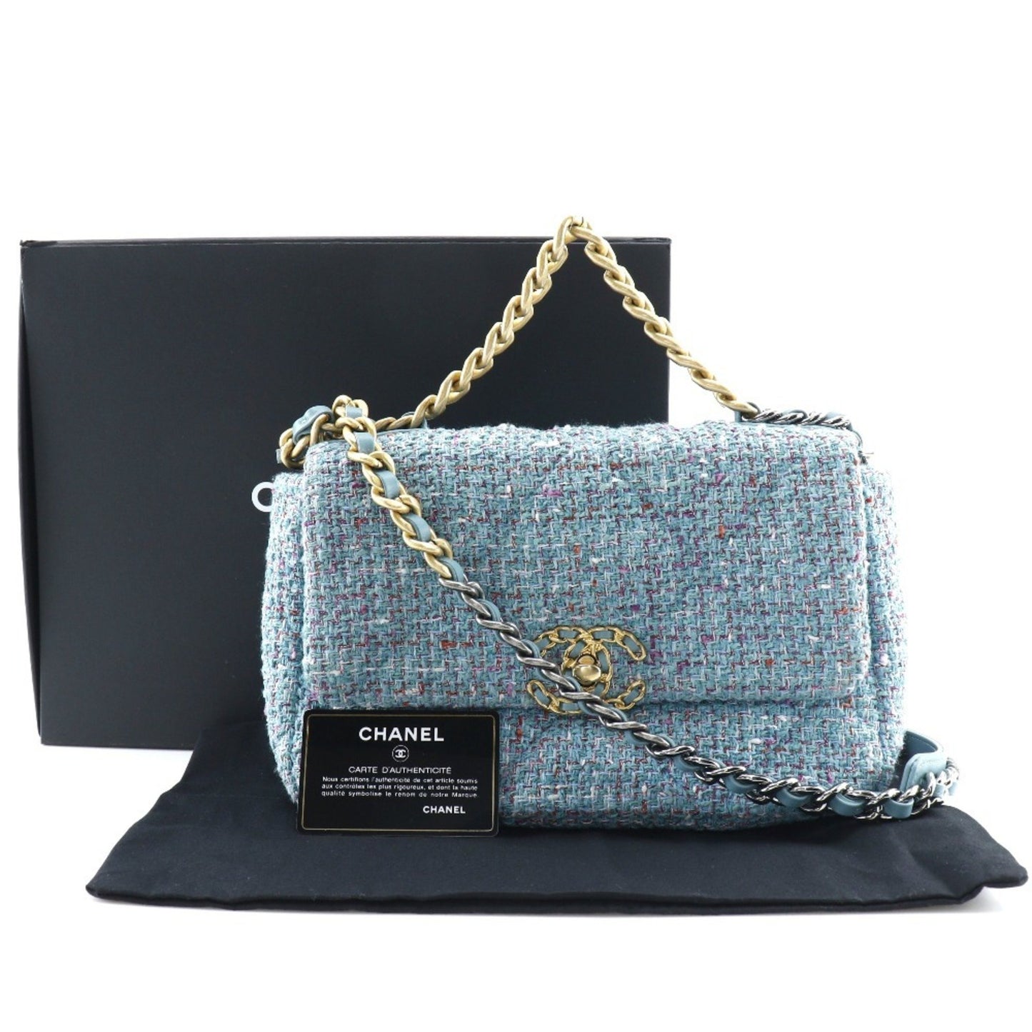 Chanel Blue Tweed Shopper Bag