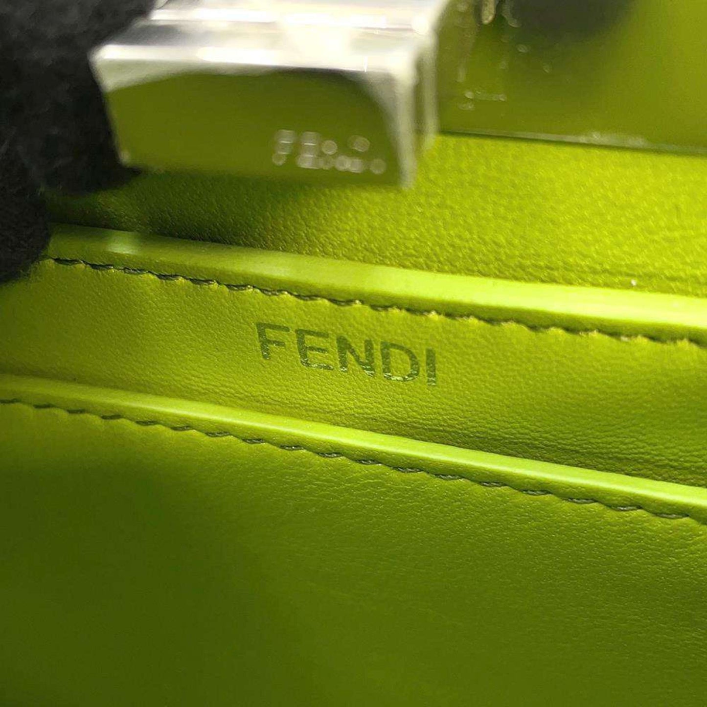 Fendi Peekaboo Green Leather Hand Bag