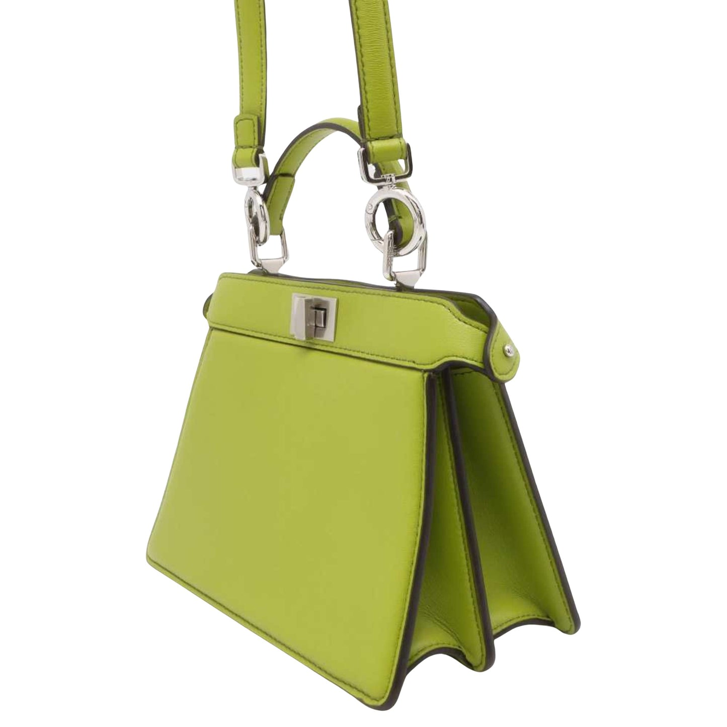 Fendi Peekaboo Green Leather Hand Bag