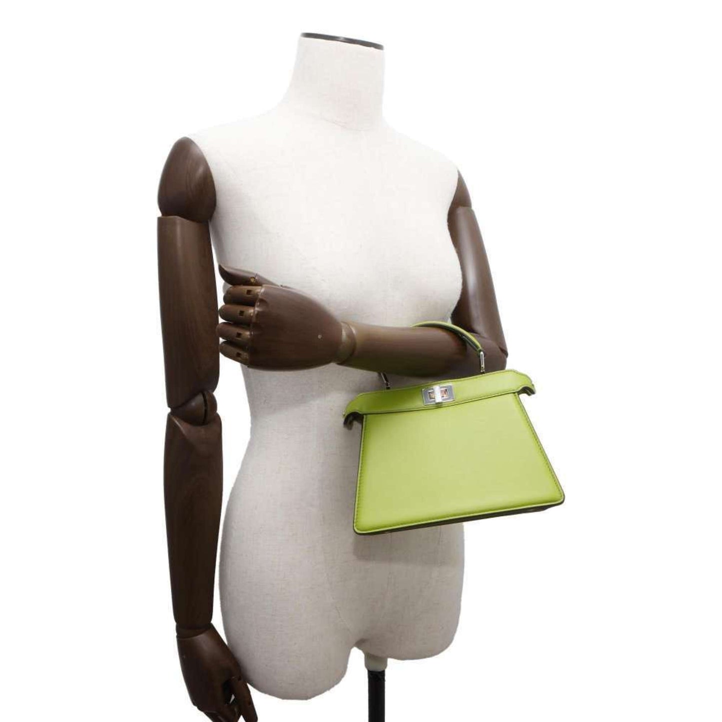 Fendi Peekaboo Green Leather Hand Bag