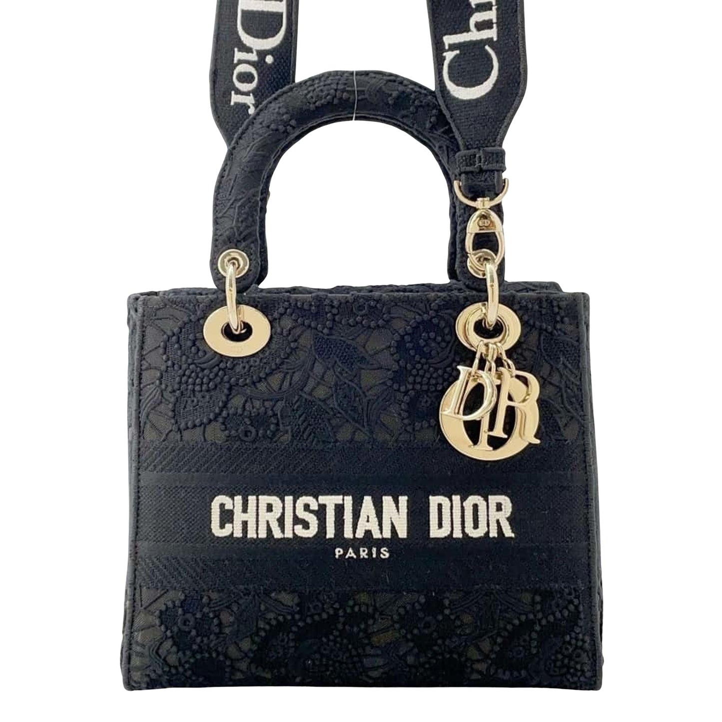 Dior Lady D-Light Black Canvas Hand Bag