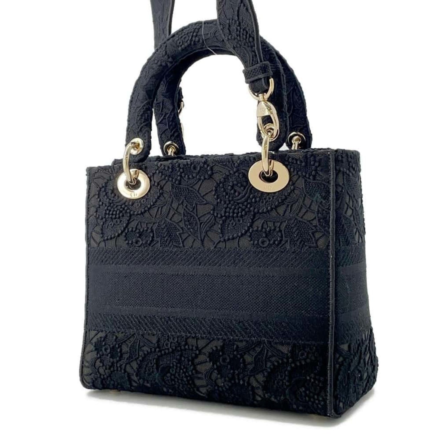 Dior Lady D-Light Black Canvas Hand Bag