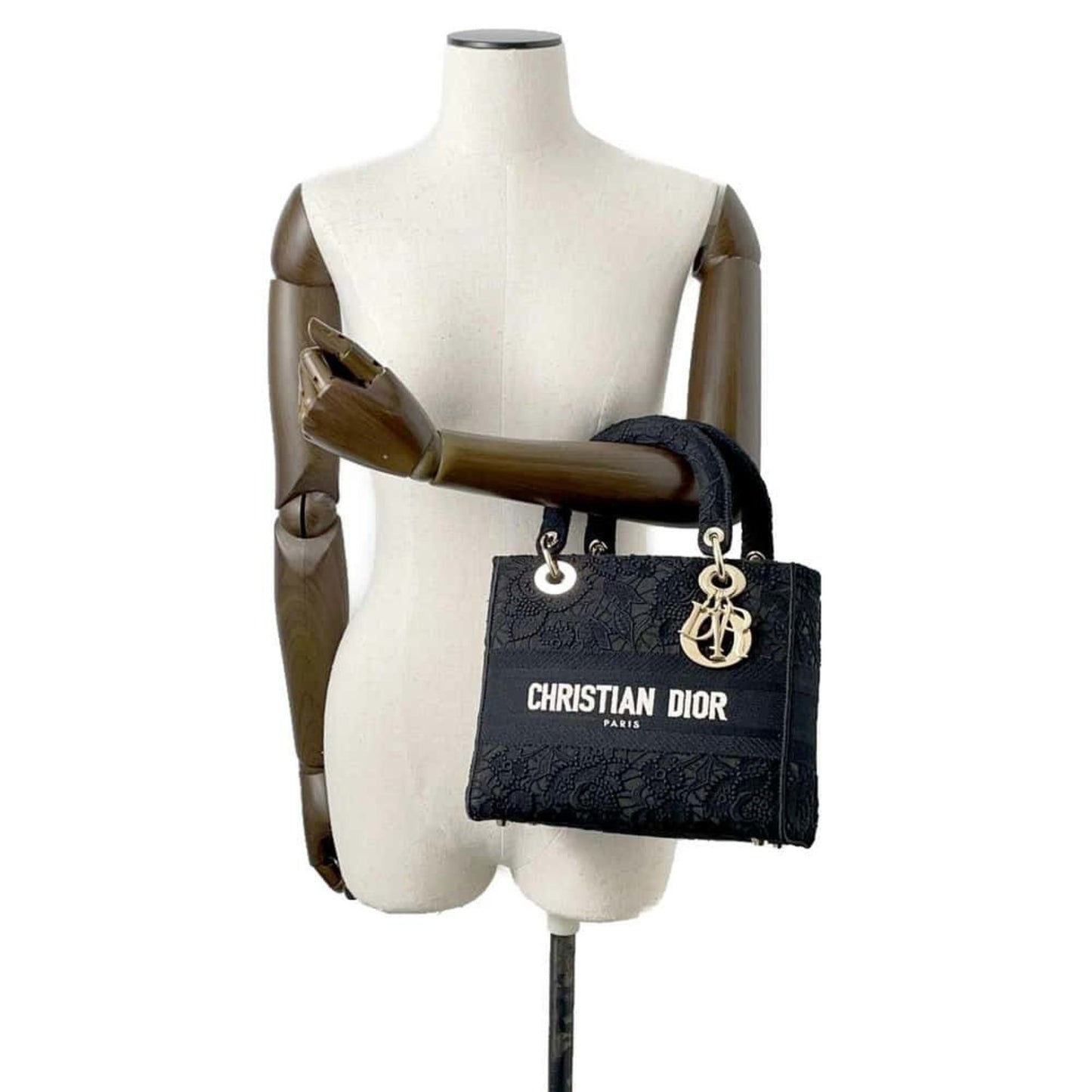 Dior Lady D-Light Black Canvas Hand Bag