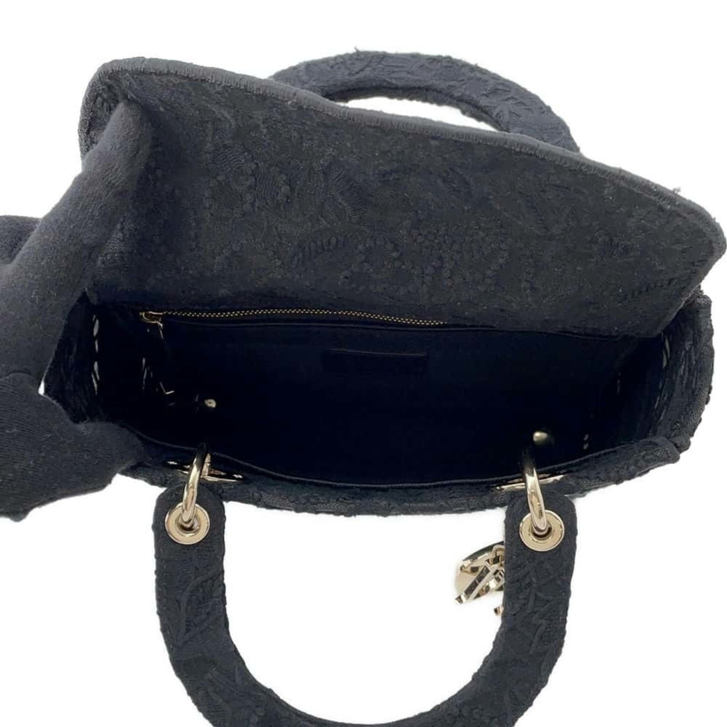 Dior Lady D-Light Black Canvas Hand Bag