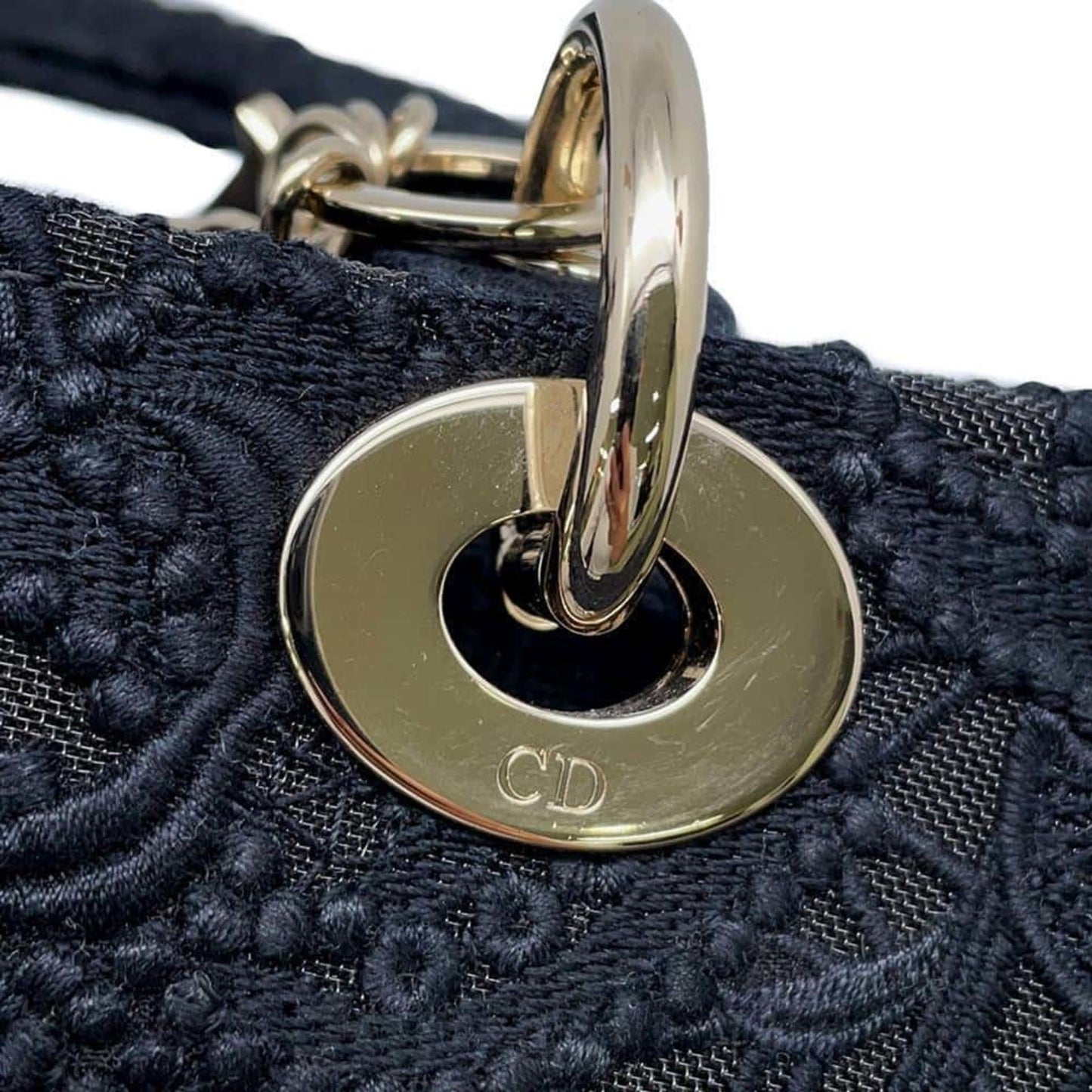 Dior Lady D-Light Black Canvas Hand Bag