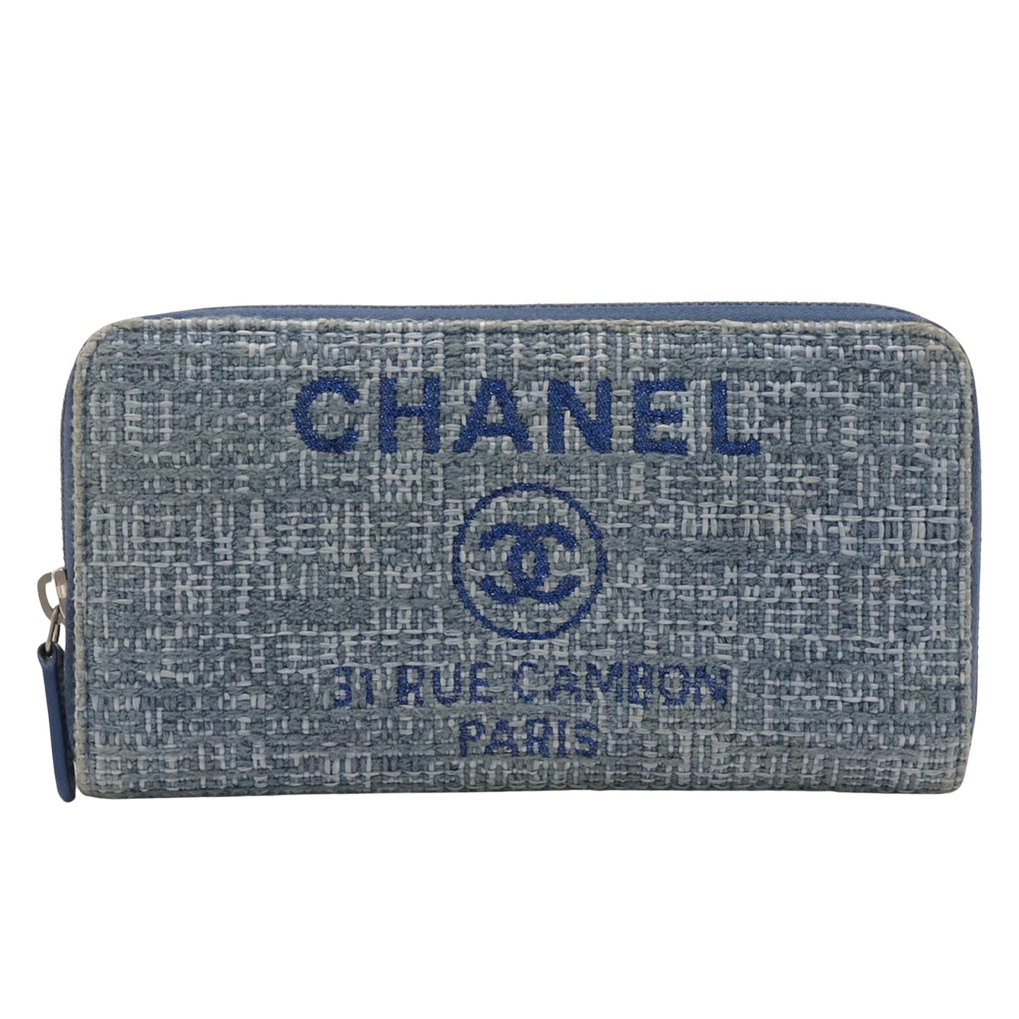 Chanel Cambon Blue Tweed Wallet Accessories