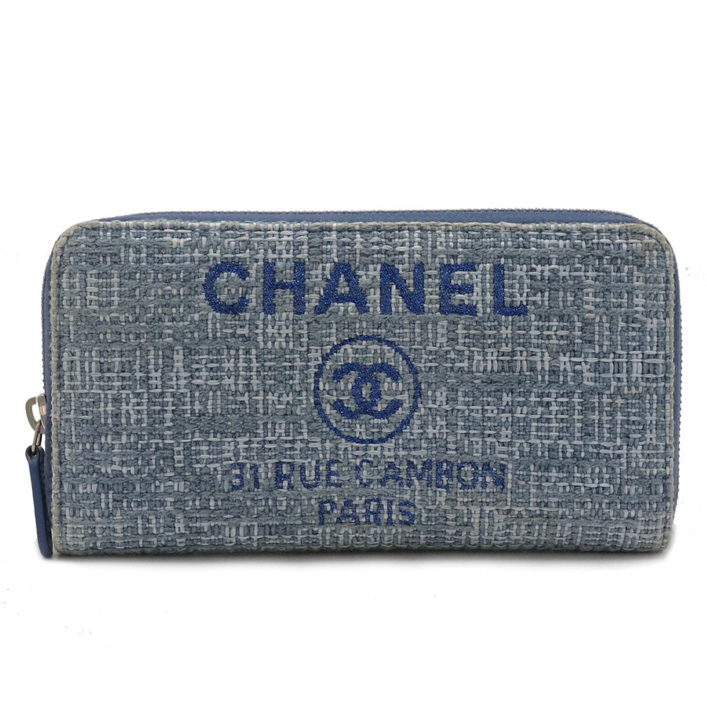 Chanel Cambon Blue Tweed Wallet Accessories