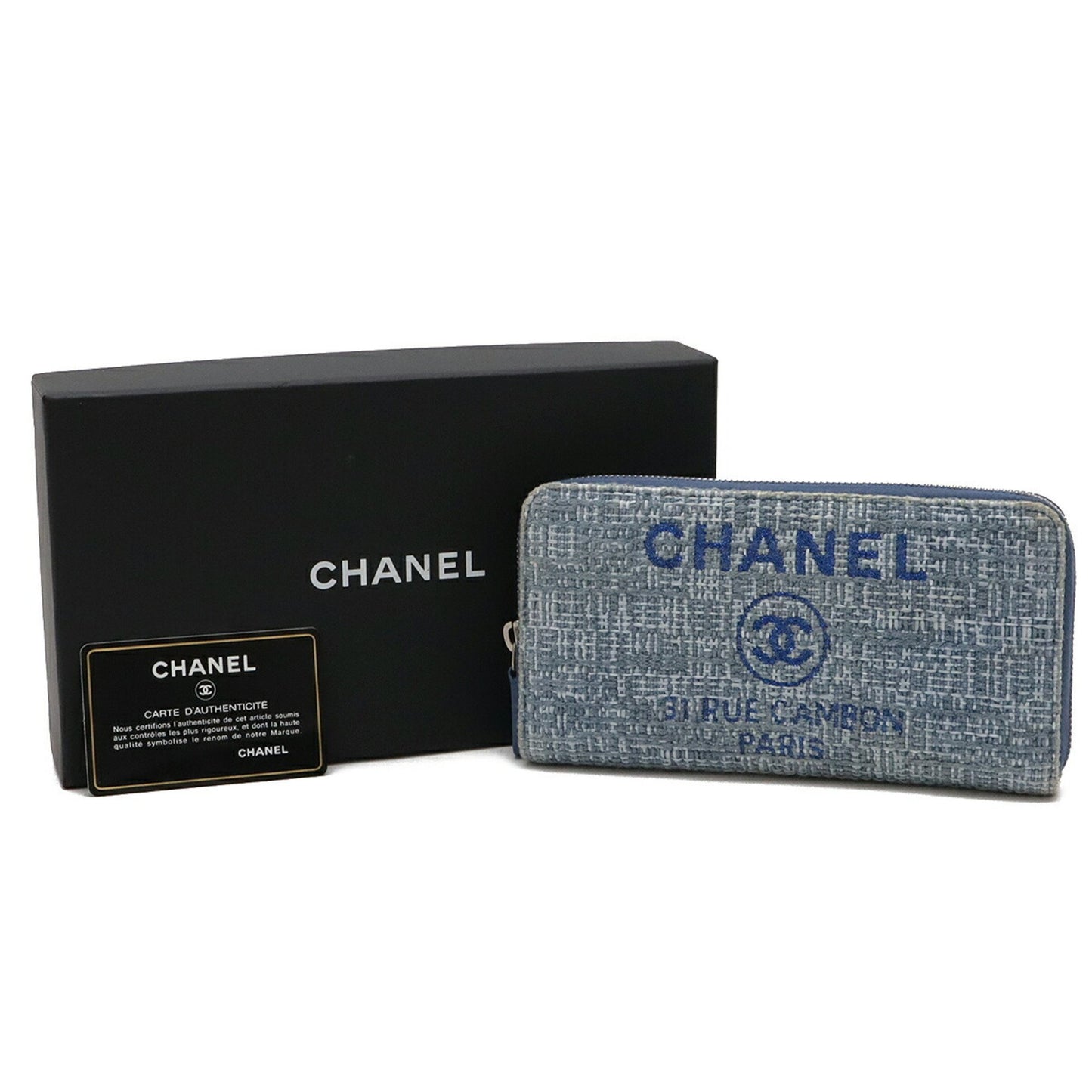 Chanel Cambon Blue Tweed Wallet Accessories