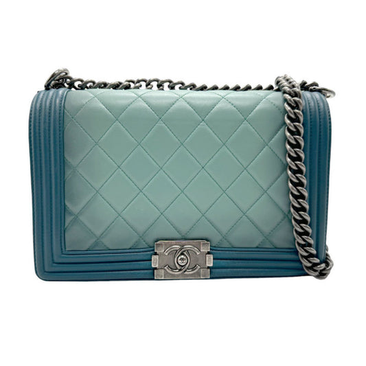 Chanel Boy Green Leather Shoulder Bag