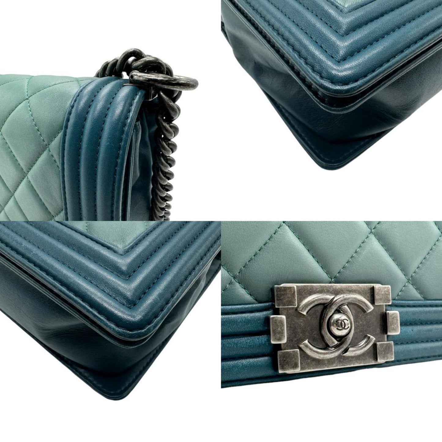 Chanel Boy Green Leather Shoulder Bag