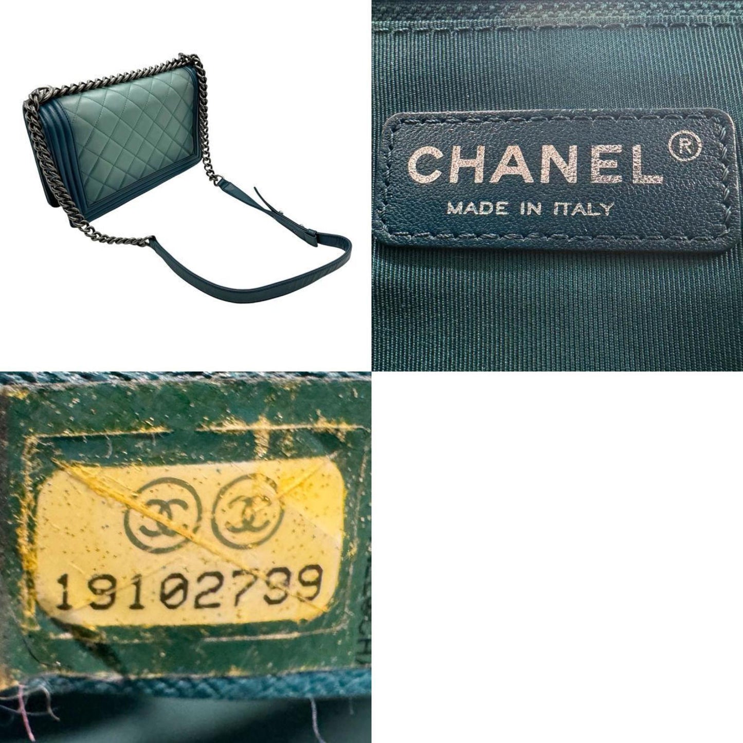 Chanel Boy Green Leather Shoulder Bag