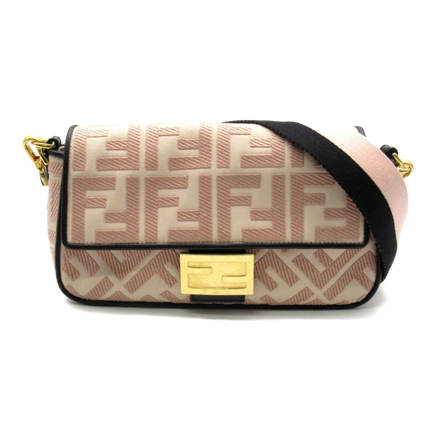 Fendi Baguette Pink Canvas Shoulder Bag