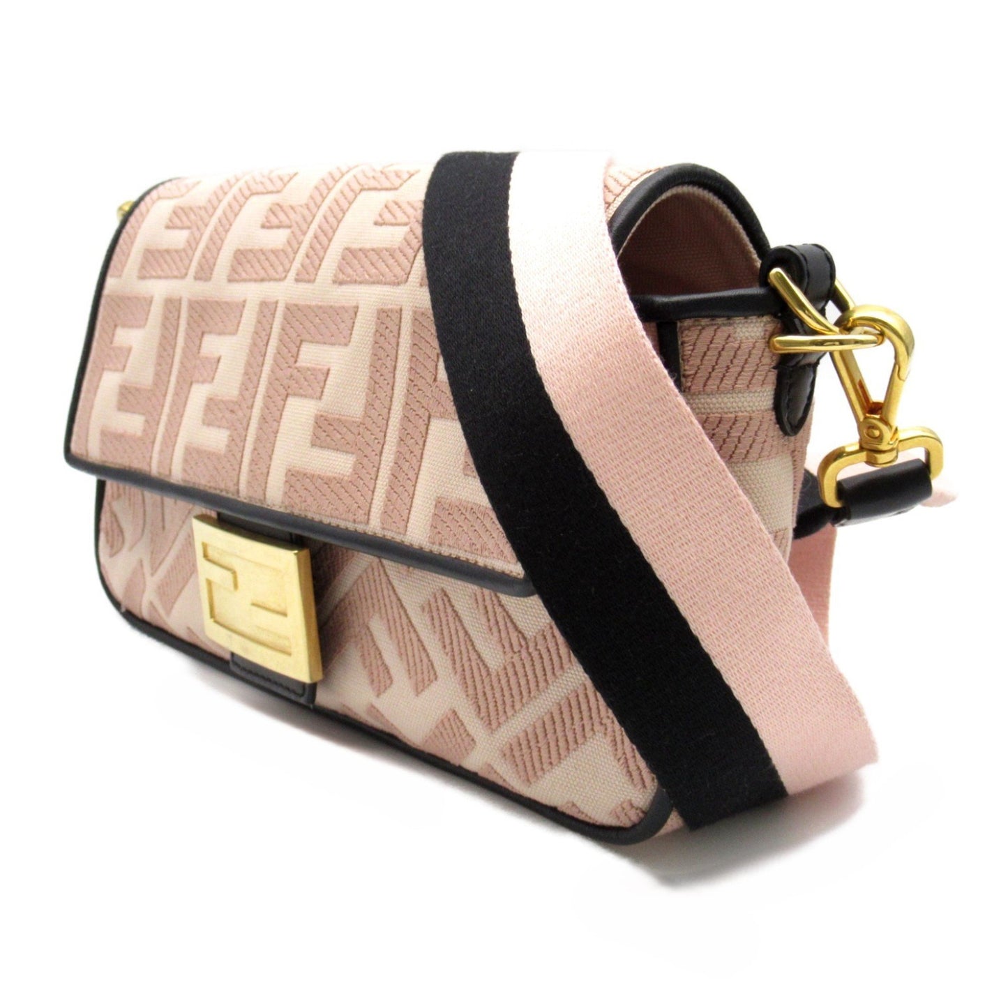 Fendi Baguette Pink Canvas Shoulder Bag