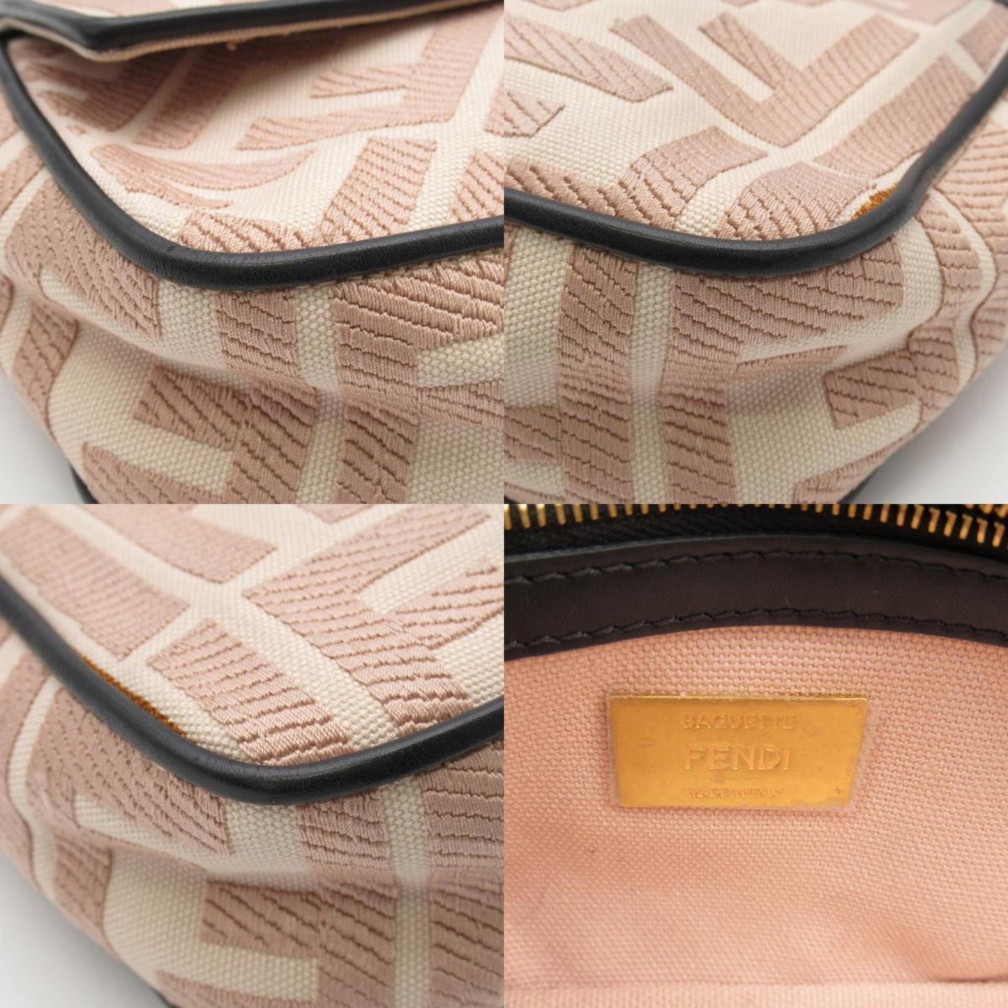 Fendi Baguette Pink Canvas Shoulder Bag