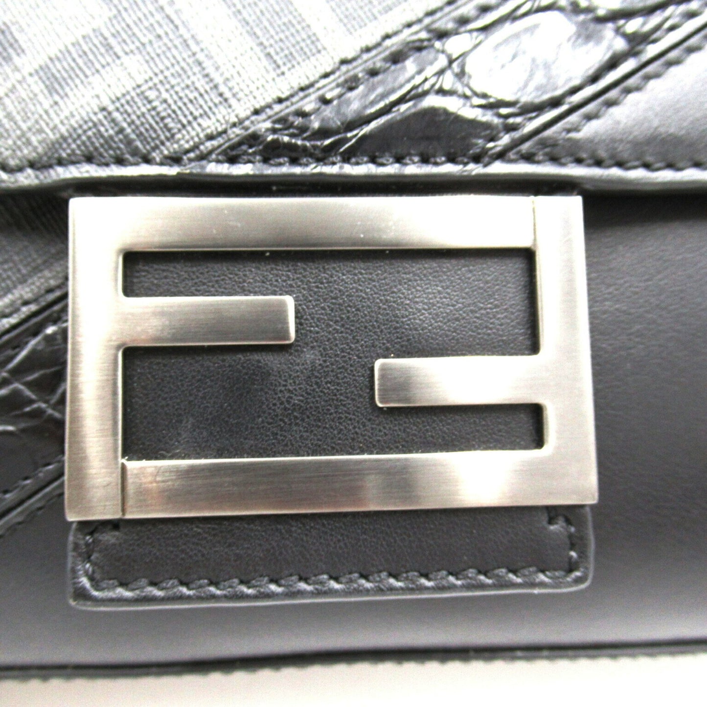 Fendi Mamma Baguette Black Canvas Shoulder Bag