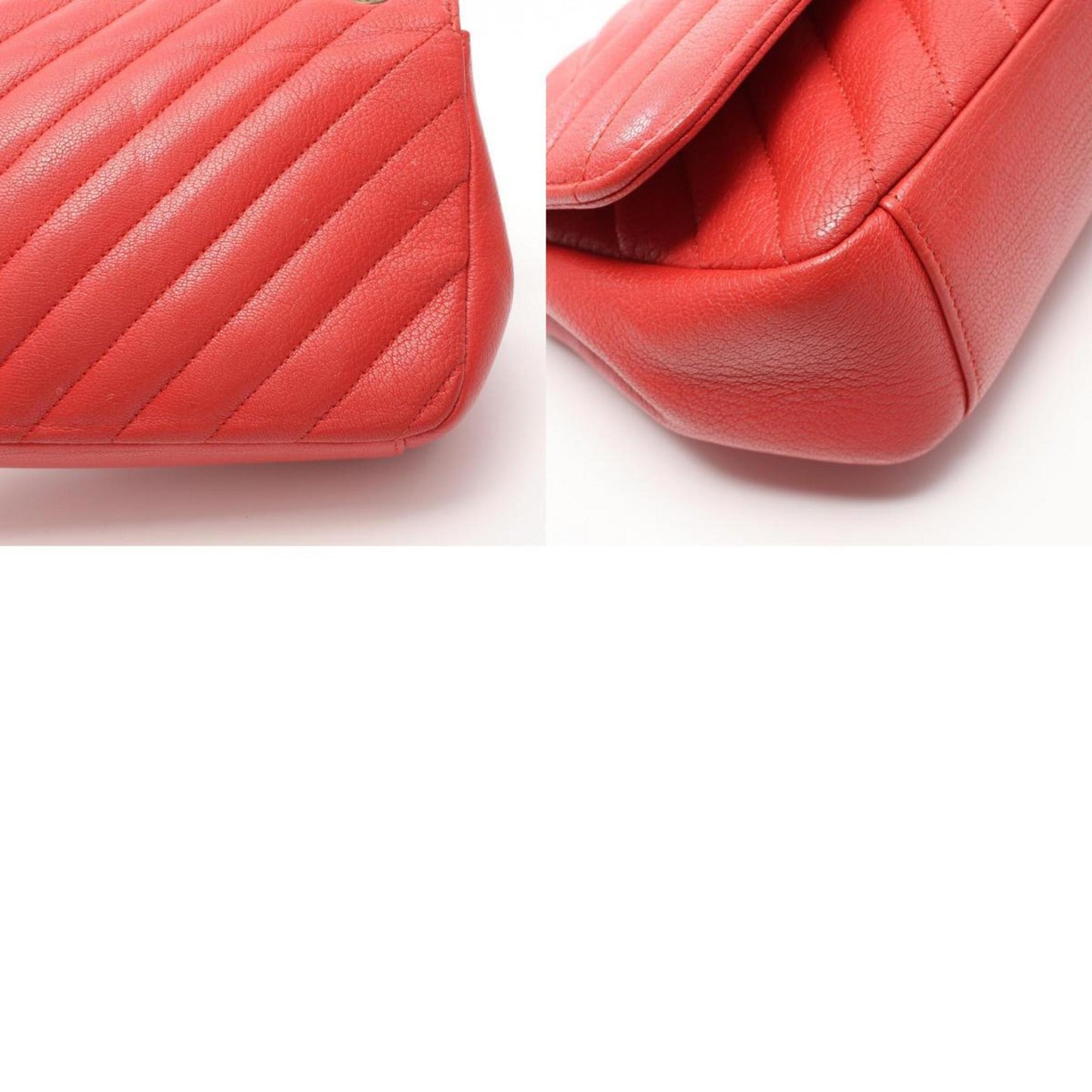 Chanel Chevron Red Leather Shoulder Bag