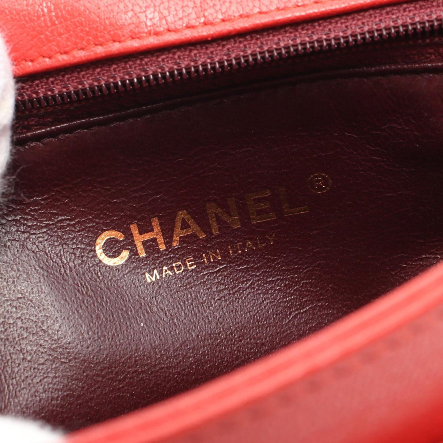 Chanel Chevron Red Leather Shoulder Bag