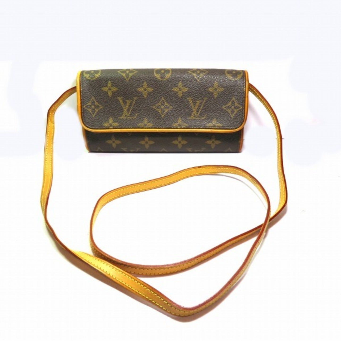 Louis Vuitton Pochette Twin Brown Canvas Clutch Bag