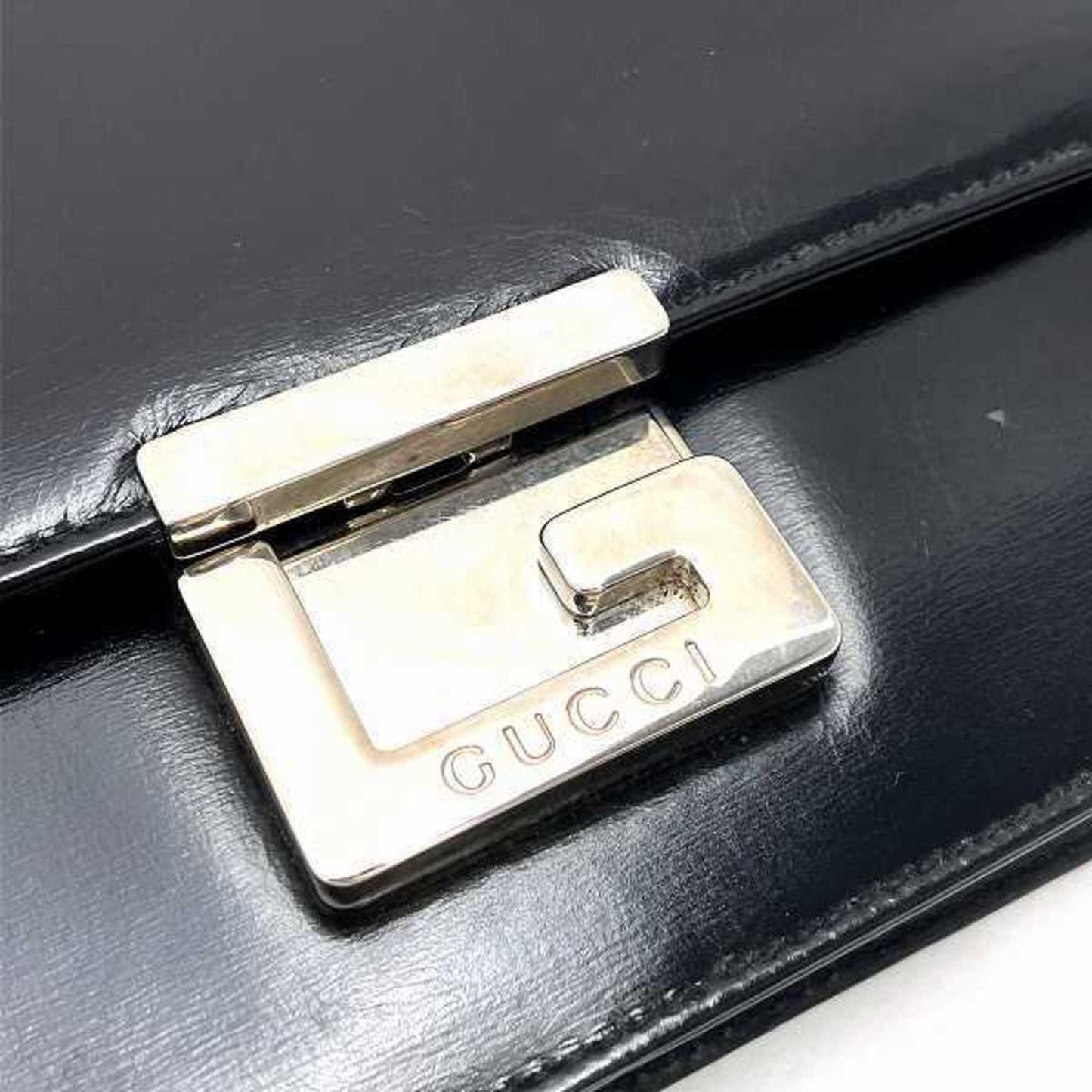 Gucci Logo G Black Leather Shoulder Bag