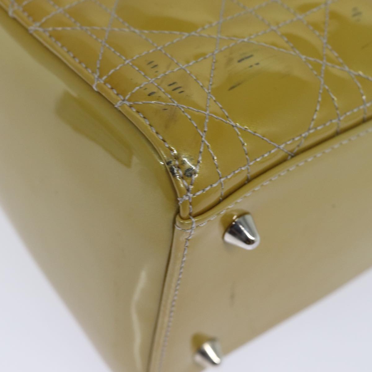 Dior Lady Dior Yellow Patent Leather Hand Bag