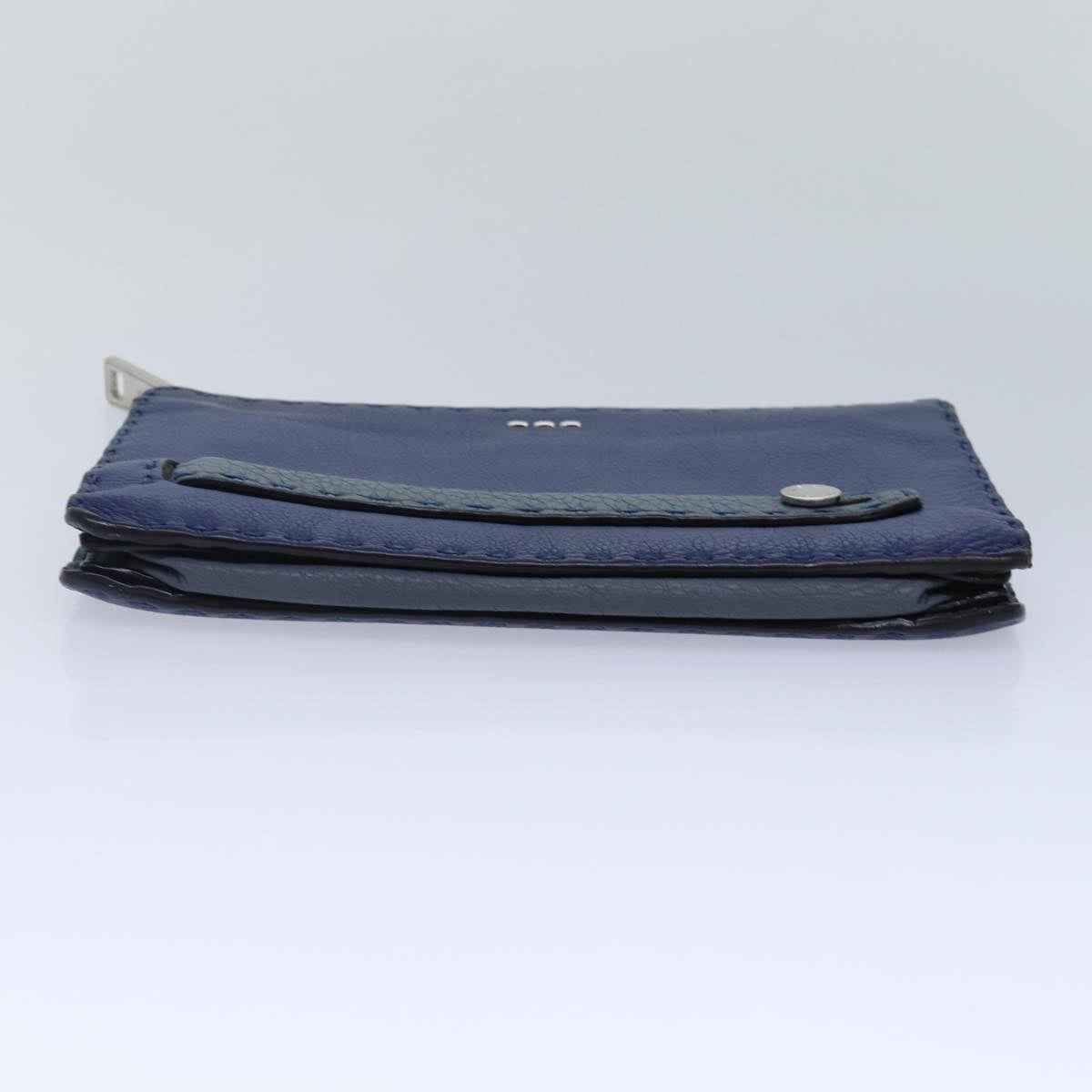 Fendi Selleria Blue Leather Clutch Bag