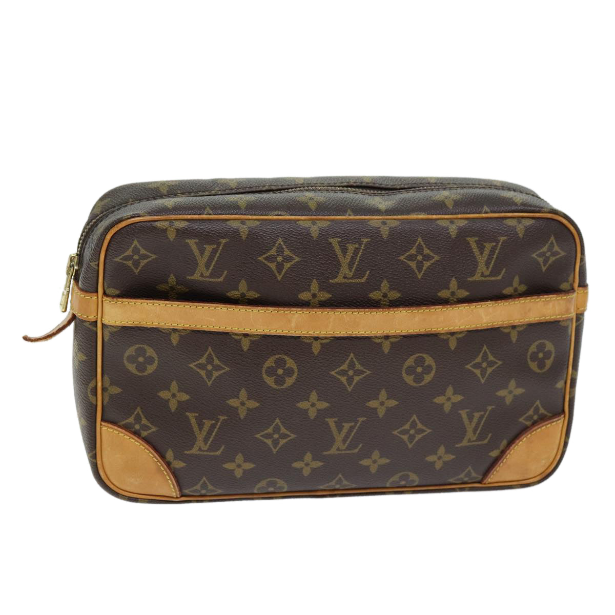 Louis Vuitton Compiegne 28 Brown Canvas Clutch Bag