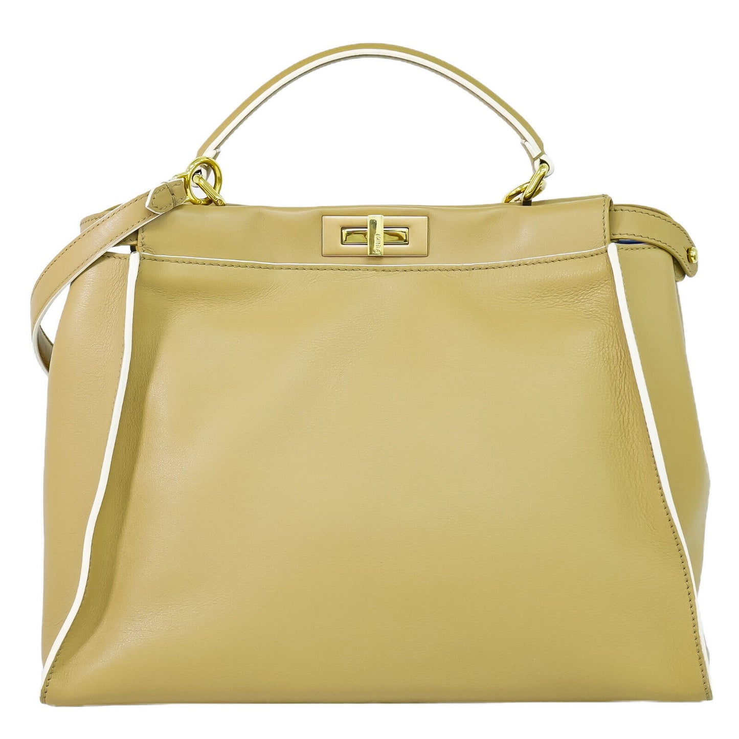 Fendi Peekaboo Beige Leather Hand Bag