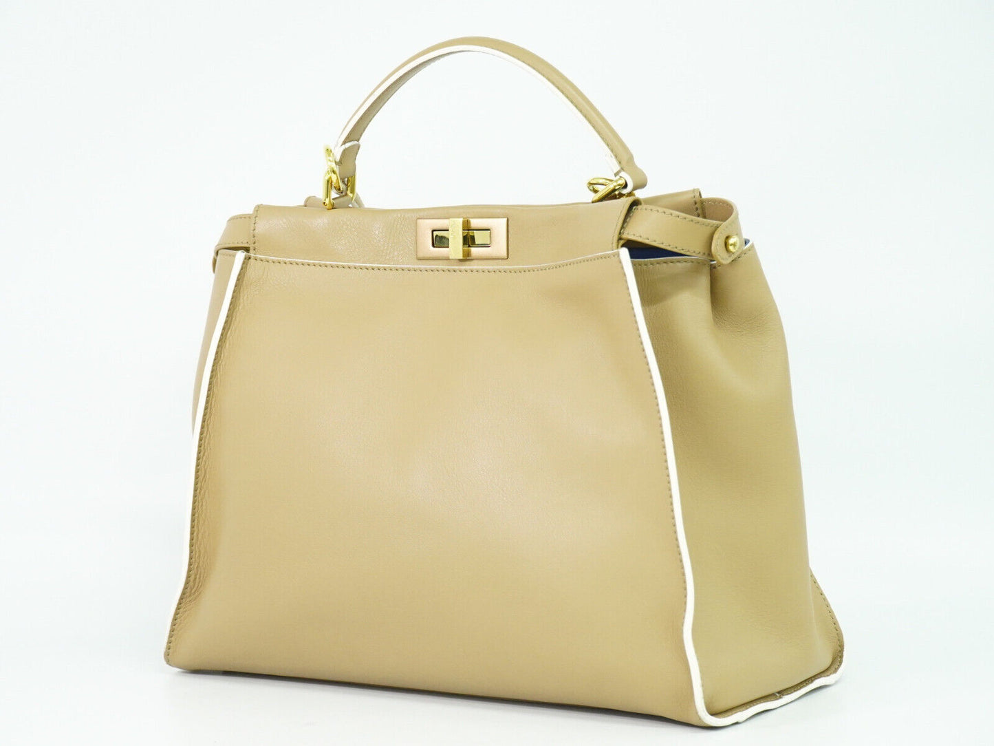 Fendi Peekaboo Beige Leather Hand Bag