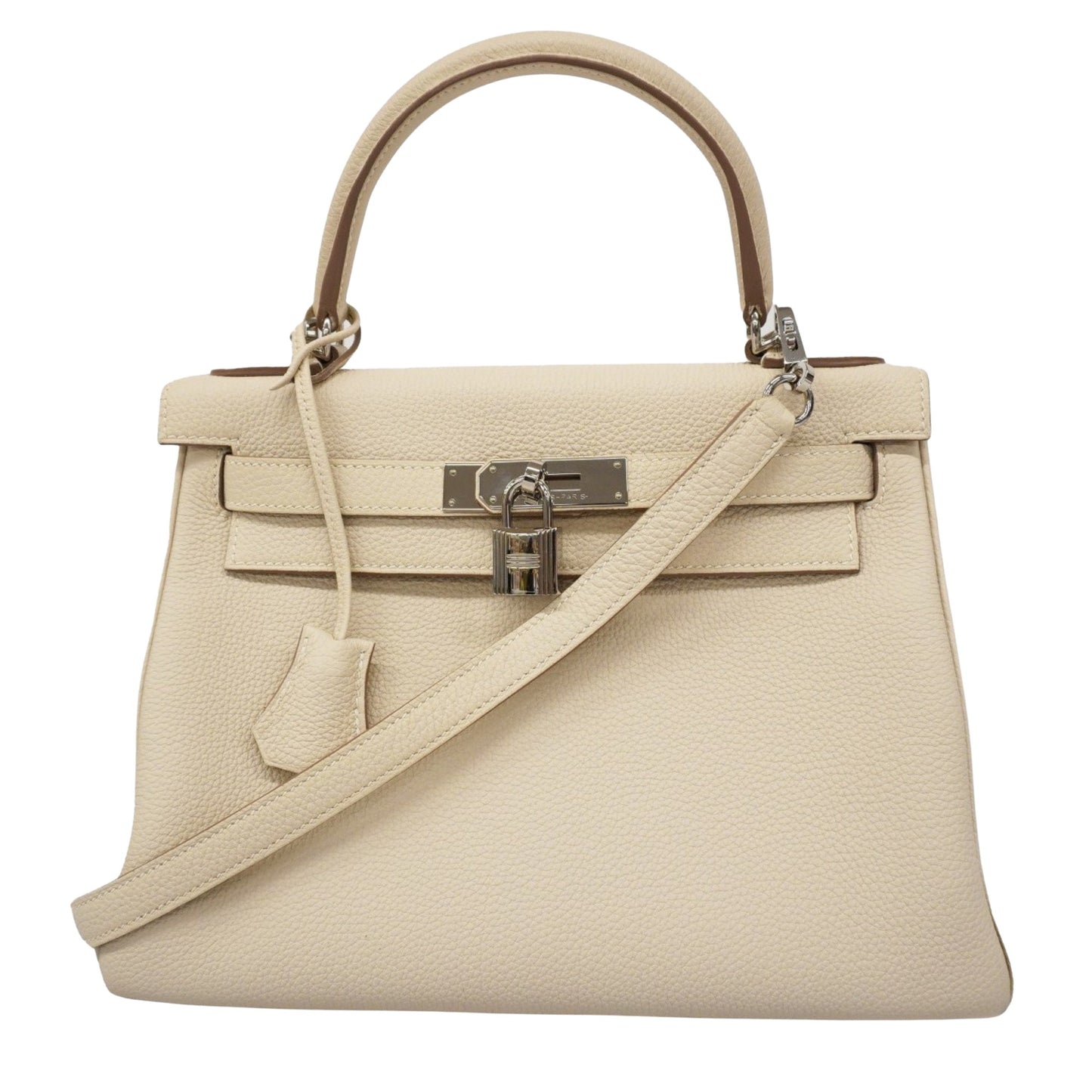 Hermès Kelly 28 Beige Leather Hand Bag