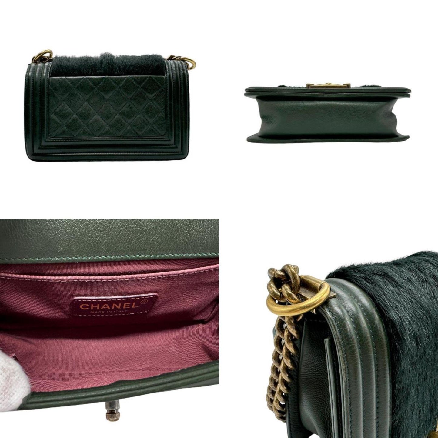 Chanel Boy Green Leather Shoulder Bag