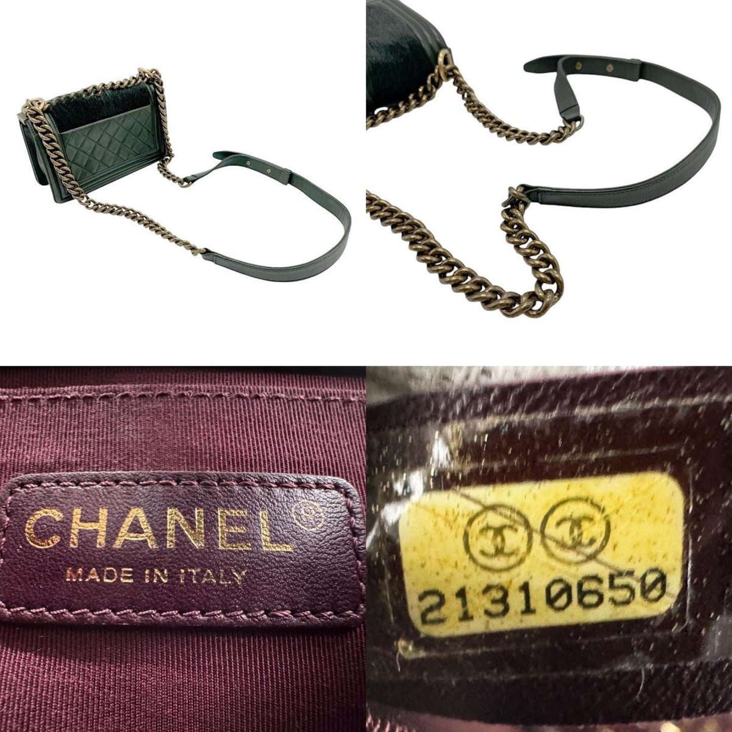 Chanel Boy Green Leather Shoulder Bag