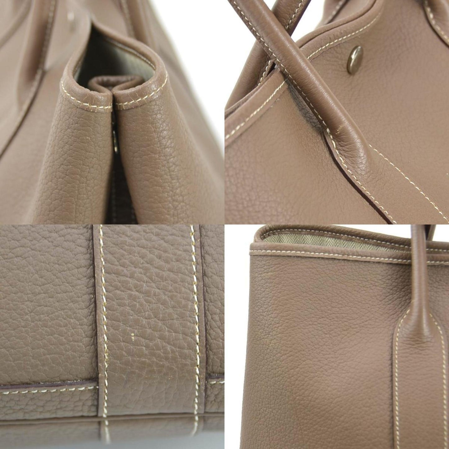 Hermès Garden Party Grey Leather Tote Bag