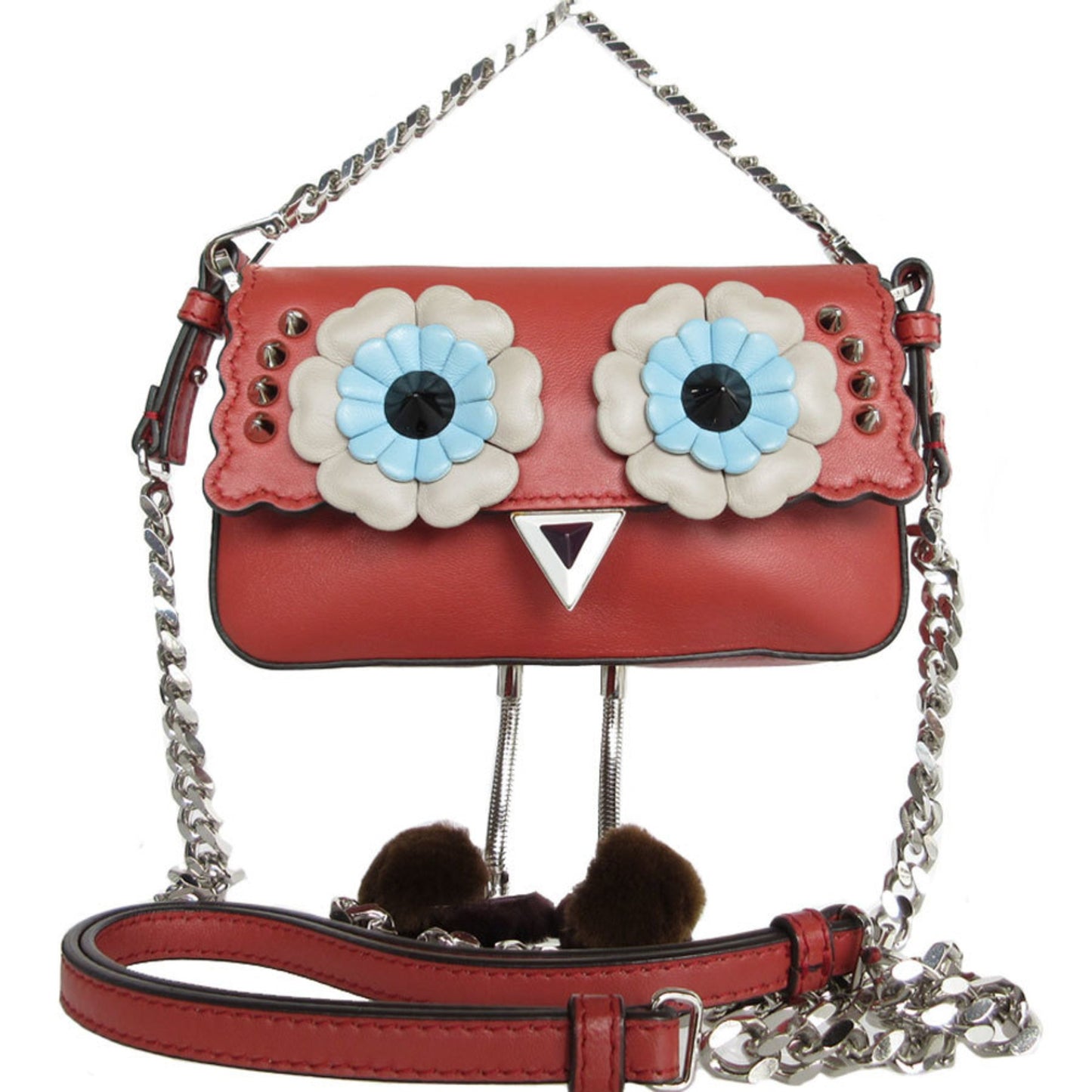 Fendi Monster Red Leather Hand Bag