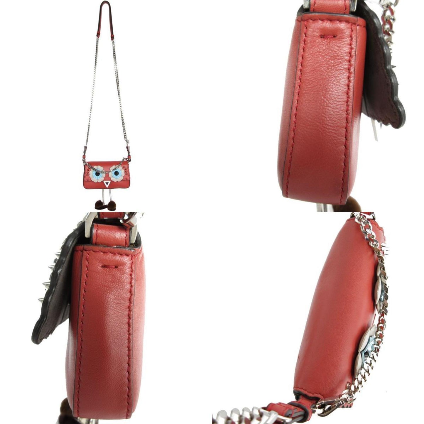 Fendi Monster Red Leather Hand Bag