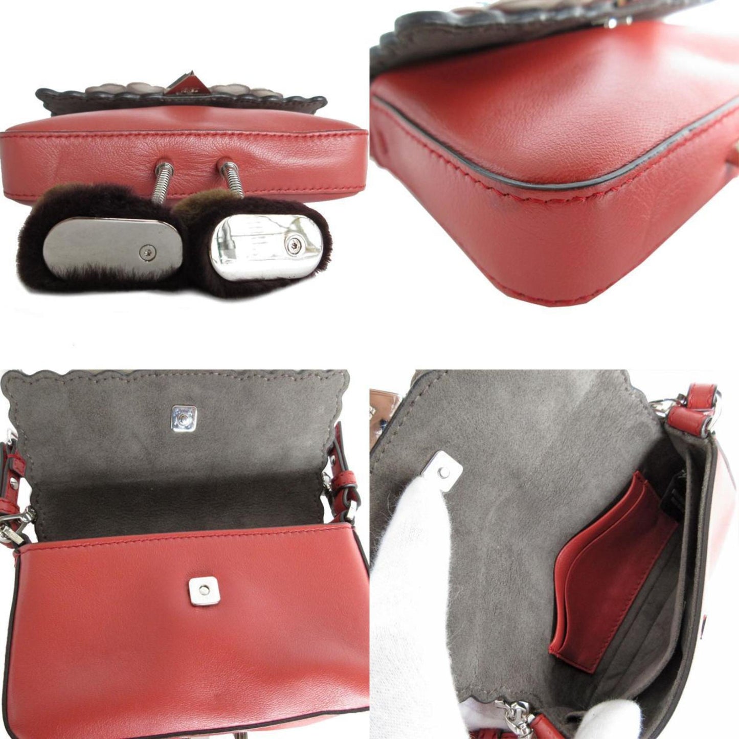 Fendi Monster Red Leather Hand Bag