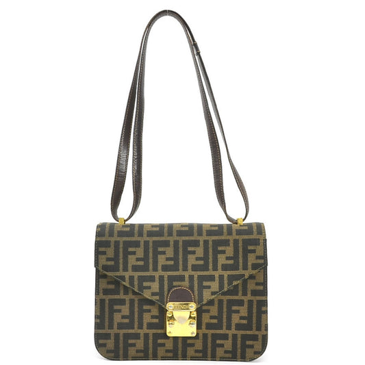 Fendi Zucca Brown Canvas Shoulder Bag